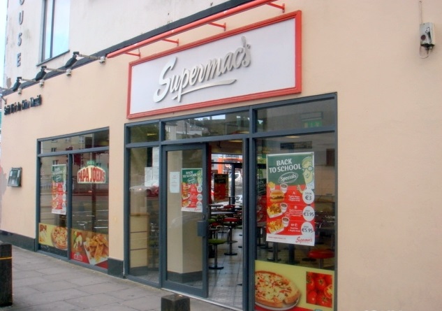 Exterior view of Supermac's Fast Food Restaurant And Takeaway In Cork City Centre