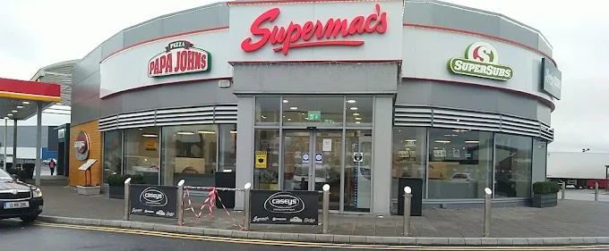 Exterior view of Supermac's and Papa John's Roscommon Town with signage clearly visible