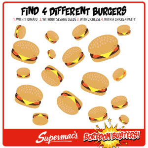 Find 4 different burgers